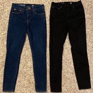 Lot of 2 Pairs: J CREW "TOOTHPICK" WOMEN'S JEANS sz 28 high rise